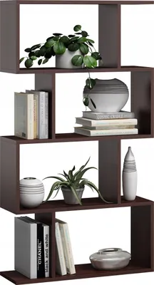 Produktbild von MATKAM BASK 4 Bücheregal aus Holzspanplatten, B/H/T 76,4x141x28cm, Standregal, Würfelregal, freistehend, perfekt als Raumtrenner (Wenge)