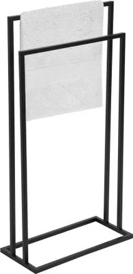 Produktbild von FRAMADO Metall Handtuchständer - Badetuchhalter Schwarz, 2-armig, 45x21x86cm