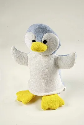 Produktbild von Waschhandschuh für Babys und Kleinkinder mit 3 Motiven: Frosch, Ente und Pinguin