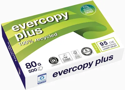 A package of Evercopy Plus 100% recycled paper.