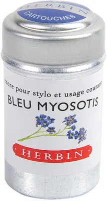 Image de J. HERBIN Boîte de 6 cartouches Bleu Myosotis pour stylos à plume standard