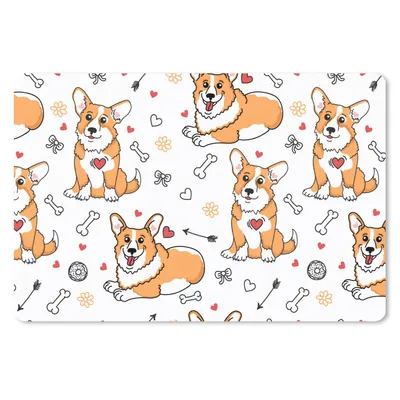 Produktbild von MuchoWow® Schreibtischunterlage Hund - Corgi - Muster 60x40 cm - XXL Mauspad - Großes Mauspad