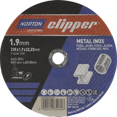 Image de Disque à tronçonner D230x1,9mm type 41 métal-inox alésage 22,23 mm