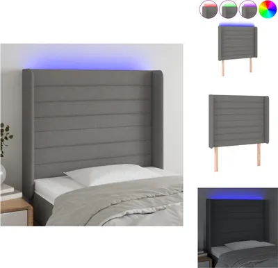 Produktbild von vidaXL LED Kopfteil Dunkelgrau 83x16x118/128 cm Stoff -  Kopf- & Fußenden