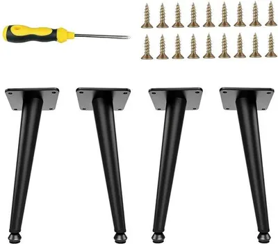 Produktbild von 4 Stück Möbelbeine, schwarz, schräge Möbelbeine, Metall, schwarz, verstellbare Tischbeine, Metall-Schrankbeine