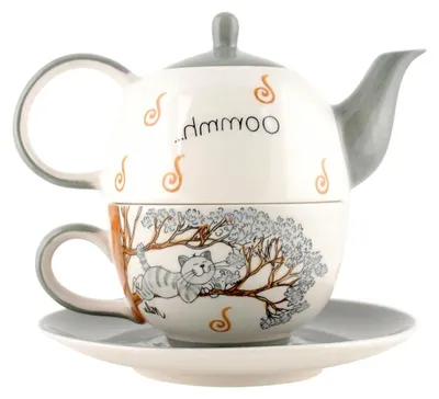 Produktbild von Mila Keramik Tee-Set: Tea for One, Oommh Katze Pure Relax