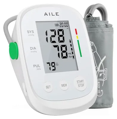 Produktbild von AILE Oberarm-Blutdruckmessgerät, automatisches Gerät für Heimgebrauch, große verstellbare Manschette (22-42 cm).