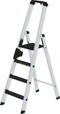 Produktbild von Günzburger Steigtechnik Stufen-Stehleiter 250 kg einseitig begehbar mit clip-step R13 4 Stufen - 042704