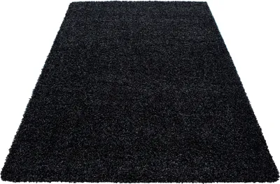 Produktbild von Teppich Wohnzimmer Hochflor Anthrazit 120x170 Rechteck Unicolor - Einfarbig aus Polypropylen