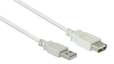 Zdjęcie produktu dla Alcasa 2511-OF3, 3 m, USB A, USB A, USB 2.0, Męska/Żeńska, Biały
