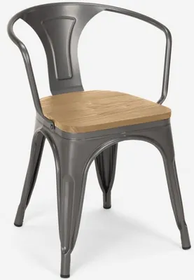 Produktbild von Stuhl industrie-design bar küche Steel Wood Arm Light - Dunkel Grau
