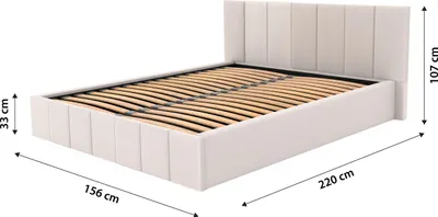 Produktbild von Muralo PREMIUM POLSTERBETT für Schlafzimmer Polsterbett mit Bettkasten und Gasdruckfeder Bett mit Polsterkopfteil Doppelbett 140x200 Bett mit Stauraum Creme