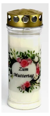 Produktbild von Grabkerze zum Muttertag mit 7 Tagen Brenndauer, schöne Grablichter mit Motiv, wetterfester Grabschmuck, Trauerkerzen mit Spruch, Friedhofskerzen