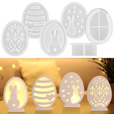 Produktbild von Silikonform für einen Osterhasen, ideal für Osterdekorationen, oder als Silikonform für einen Kaninchen- oder Gips-Kerzenhalter.