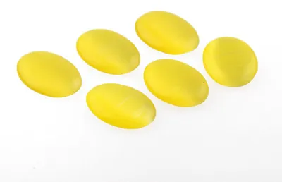 Produktbild von Vintageparts 6 Cateye Cabochons gelb, 18 x 13 mm