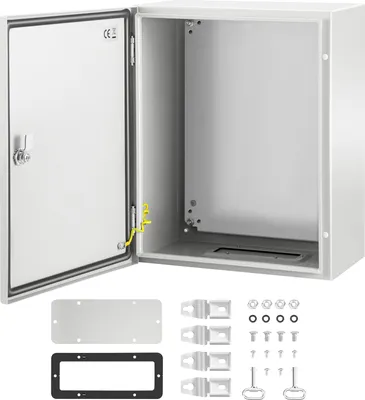 Immagine prodotto di SucceBuy Contenitore in acciaio NEMA 4X, 20x16x10 pollici, impermeabile IP66, scatola di controllo per esterni/interni, materiale acciaio, colore grigio, con piastra di montaggio