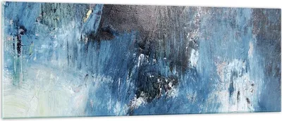 Produktbild von Bilder auf glas - Einteilig - Abstraktion Blau Schwarz - 140x50cm - Glasbilder - Wandbilder - Bilder - zum Aufhängen bereit - Wanddekoration aus Glas - Glas Bilder - Wandbild auf Glas - GAB140x50-4155
