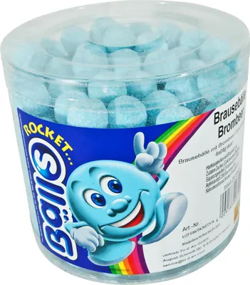 Produktbild von Rocket Balls Brausebälle Brombeere 200 Stk. in der Dose Hartkaramelle mit Braus