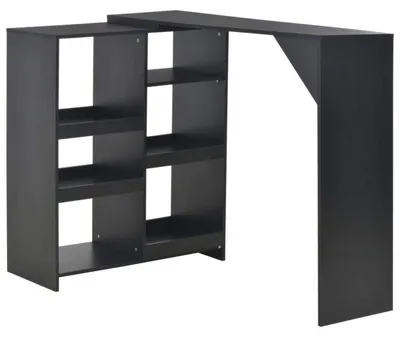 Image de Table bar avec étagère, noire, 138 x 40 x 120 cm