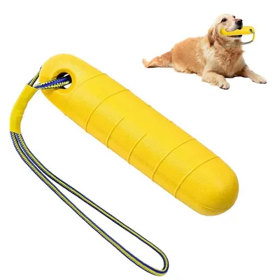 Produktbild von Schwimmender Hundedummy mit Seil, Wasserspielzeug für Apportierspiele, interaktiv, für mittlere bis große Hunde, 22 cm