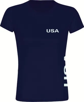 Produktbild von multifanshop Damen T-Shirt - USA - Brust & Seite, navi, Größe XL