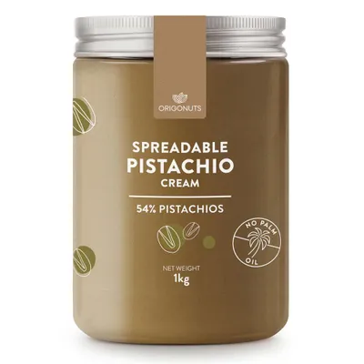 Zdjęcie produktu dla ORIGONUTS, Pasta Pistacjowa 54% Pistacji, Krem Pistacjowy, Mus z Pistacji, 1 kg