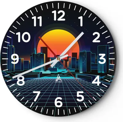 Produktbild von Wanduhr - Rund - Glasuhr - stadt modern - 40x40cm - Schleichendes Uhrwerk - Lautlos - zum Aufhängen bereit - Dekoration Modern - Wanddekoration aus Glas - C4AR40x40-3489