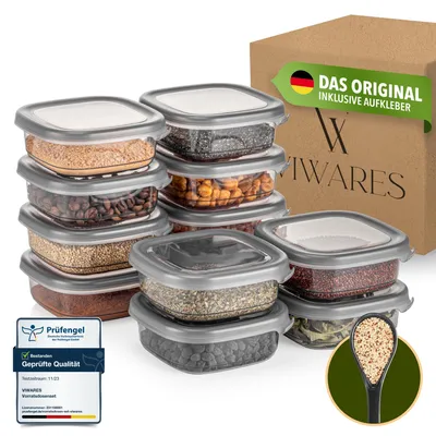 Produktbild von Viwares Vorratsdosen mit Deckel Luftdicht, 12er Vorratsbehälter Set BPA-Frei, Vorratsdose zur Müsli Mehl Aufbewahrung Küche, Praktische Organizer Küche, Frischhaltedosen für Lebensmittelaufbewahrung
