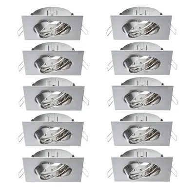 Produktbild von Paulmann 2Easy Premium Einbauleuchte 10er Spot-Set Quadro schwenkbar 51mm Eisen gebürstet