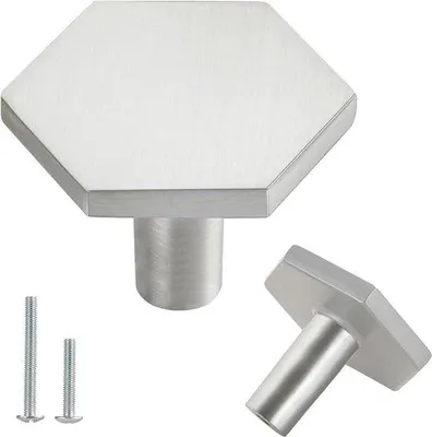 Produktbild von Schränkereinigungen und Schrauben - matte silbernen Schrankknöpfe - 4 Stück - Küchen- Schrank, Kommode, Kleiderschrank - 35 x 26 mm Schrankknöpfe für Kinderzimmer