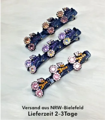 Produktbild von 3 Kristall Haarspangen, Kolibri Haarspange, Strass Strasssteine Haarspangen, Haarspangen mit Clips, große Haarspangen