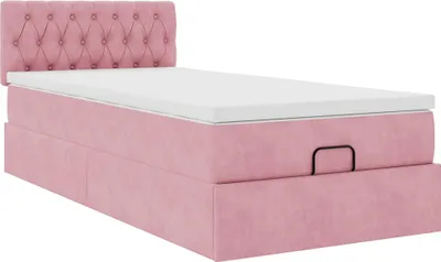 Produktbild von Ottoman-Bett mit Matratze Rosa 90x200 cm Samt