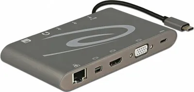 Produktbild von Dockingstation USB 3.1 Type-C zu DP+HDMI+VGA+LAN 4k 30Hz dunkelgrau Delock
