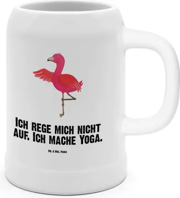 Produktbild von Mr. & Mrs. Panda Keramikkrug Flamingo Yoga - Weiß - Geschenk, Bier Humpen, Krug, Vogel, Meditieren, Tonkrug, Seidel, Bierhumpen, Rosa, Baum, Aufgeregt