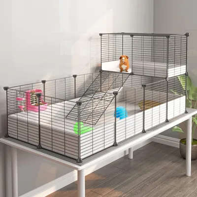 Productafbeelding van Kooi voor cavia's, geschikt voor binnen, met waterdichte kunststofbodem en looprek