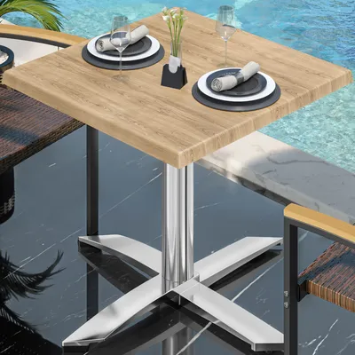 Produktbild von WTG | Bistro Außen Tisch | B: T: H: 60 x 60 x 75,5 cm | Eiche / Aluminium | Quadratisch | Bistro Tisch Gastro Tisch