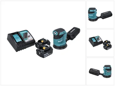 Immagine prodotto di Makita DBO 180 RG 18 V - Levigatrice eccentrica a batteria da 125 mm + 2 batterie da 6,0 Ah + caricabatterie