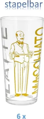 Produktbild von Latte Macchiato Gläser 6 Stück 350 ml Ø 8,2 cm H 12,9 cm spülmaschinengeeignet mit Aufdruck