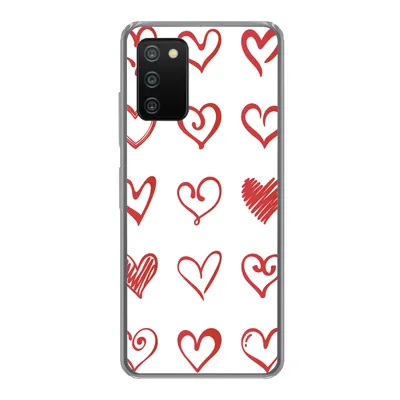 Produktbild von MuchoWow® Handyhülle Schutzhülle Hülle für Samsung Galaxy A03s Eine Illustration mit Herzen in verschiedenen Formen Silikon Softcase Handy Hülle - Schutz