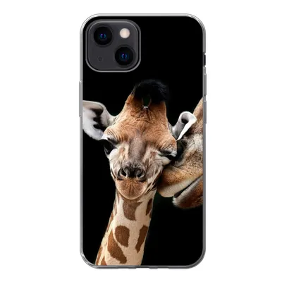 Produktbild von MuchoWow® Handyhülle Schutzhülle Hülle für iPhone 13 mini Giraffe - Tiere - Schwarz - Porträt - Tiere Silikon Softcase Handy Hülle - Softcase