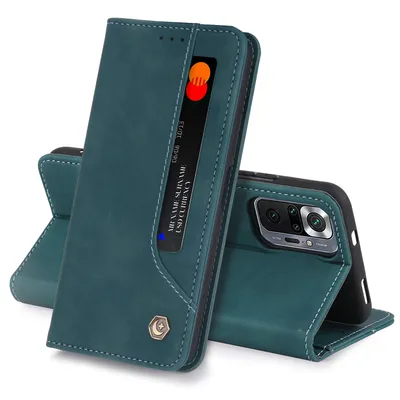 Produktbild von Redmi Note 10 Pro Hülle, LaimTop Retro Kunstledertasche Schutzhülle mit Kartenfach Standfunktion für Xiaomi Redmi Note 10 Pro / Note 10 Pro Max Blau