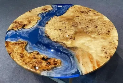 Produktbild von Stilvoller Epoxidharz Couchtisch Designer Wohnzimmer Rundtisch