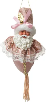 Produktbild von Clayre & Eef Weihnachtsanhänger Weihnachtsmann 35 cm Rosa Textil