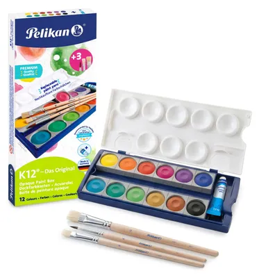 Produktbild von Pelikan K12 Deckfarbkasten inkl. 3 Pinsel Schulset