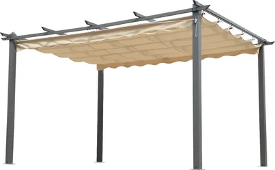Immagine prodotto di Angel Living 5846900 Pergola grigia in alluminio e tetto beige regolabile in poliestere 3x4M