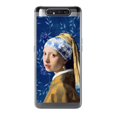 Produktbild von MuchoWow® Handyhülle Schutzhülle Hülle für Samsung Galaxy A80 Mädchen mit Perlenohrring - Delfter Porzellan - Vermeer - Blumen - Gemälde - Alte Meister Silikon Softcase Handy Hülle - Schutzdeckel