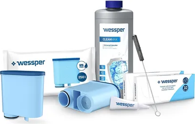Produktbild von Wessper Universal-Zubehörset für Philips, Saeco-Kaffeemaschinen (2x AquaClean-Filter, enthalten in CA6903 500ml Entkalker 10 x 2g, Reinigungstablette)