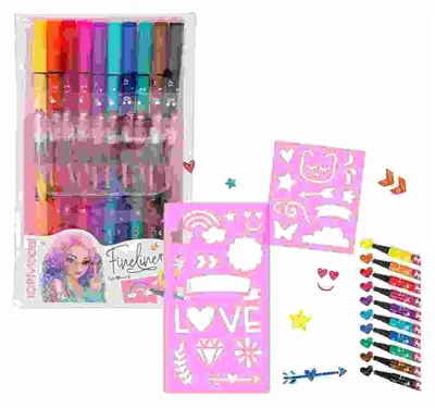 Produktbild von TOPModel Fineliner 10er mit 2 Schablonen für Handlettering, Depesche