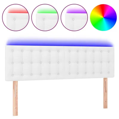 Productafbeelding van Hoofdbord LED 144x5x78/88 cm kunstleer wit