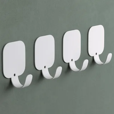 Produktbild von Mai & Mai Kleiderhaken 4 Stück, Garderobenhaken ohne bohren aus Aluminiumlegierung, Wandhaken 40x40mm Weiß Stalo-15